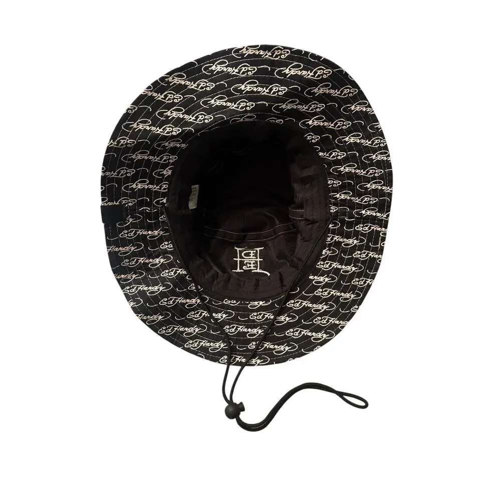 Ed Hardy wide brim boonie Sun hat, Adjustable chin strap, new with tags